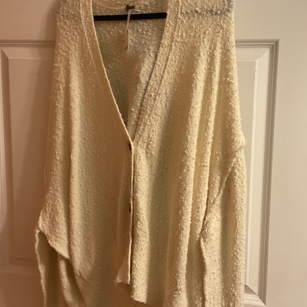 Free People Cream Textured Cardigan